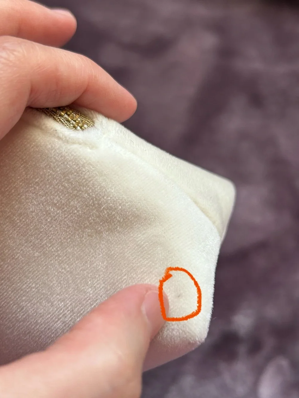 Dior Beauty Plush Velvet Golden Logo Cosmetic Makeup Zipper Pouch Cream OS